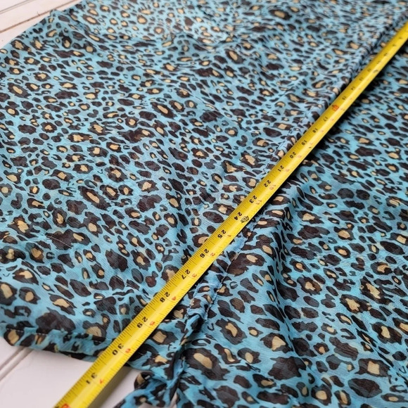 Mud Pie Womens Blue Green Brown Yellow Leopard V-Neck Swim Cover Up Tie L/ XL - Picture 7 of 14